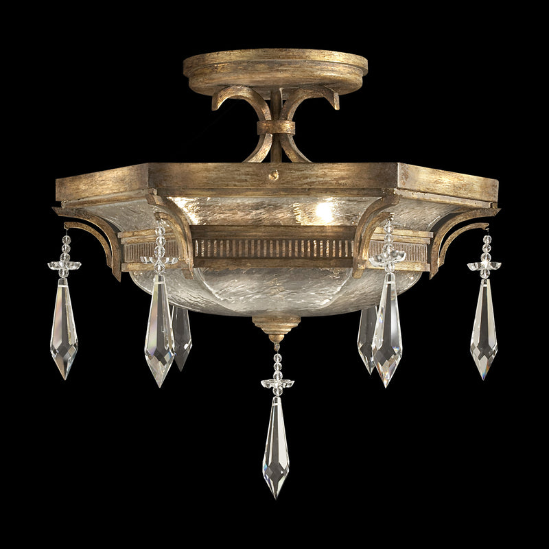 Fine Art 569840ST Three Light Semi-Flush Mount, Gold