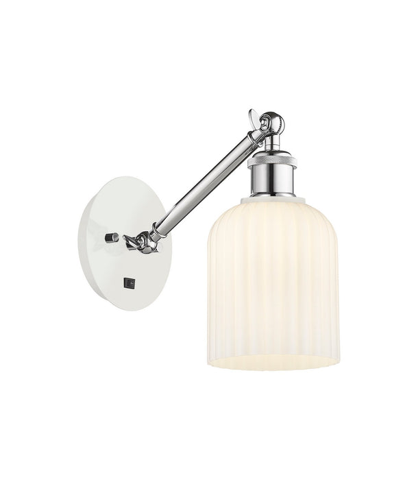 Innovations 317-1W-WPC-G559-5GWH One Light Wall Sconce, White Polished Chrome