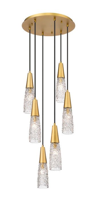 Innovations 322-6P-BB-G322-3CL Six Light Pendant, Brushed Brass