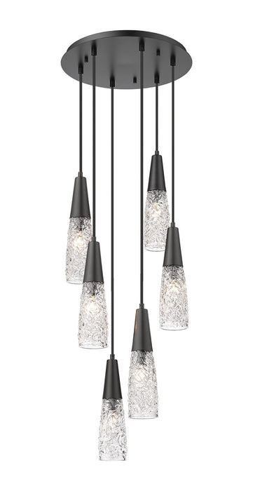 Innovations 322-6P-BK-G322-3CL Six Light Pendant, Matte Black