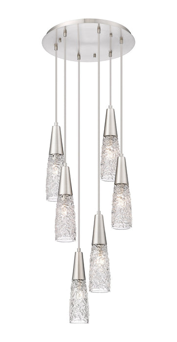 Innovations 322-6P-SN-G322-3CL Six Light Pendant, Brushed Satin Nickel