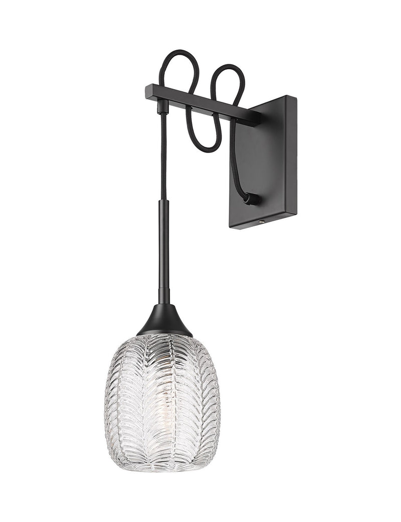 Innovations 323-1W-BK-G323-5CL One Light Wall Sconce, Matte Black