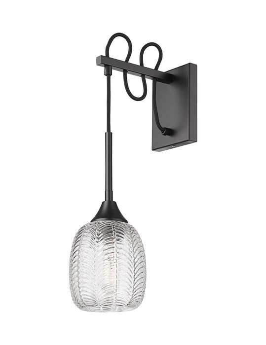 Innovations 323-1W-BK-G323-5CL One Light Wall Sconce, Matte Black