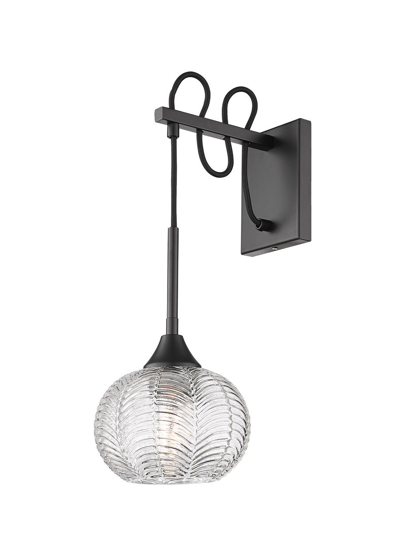 Innovations 323-1W-BK-G323-7CL One Light Wall Sconce, Matte Black
