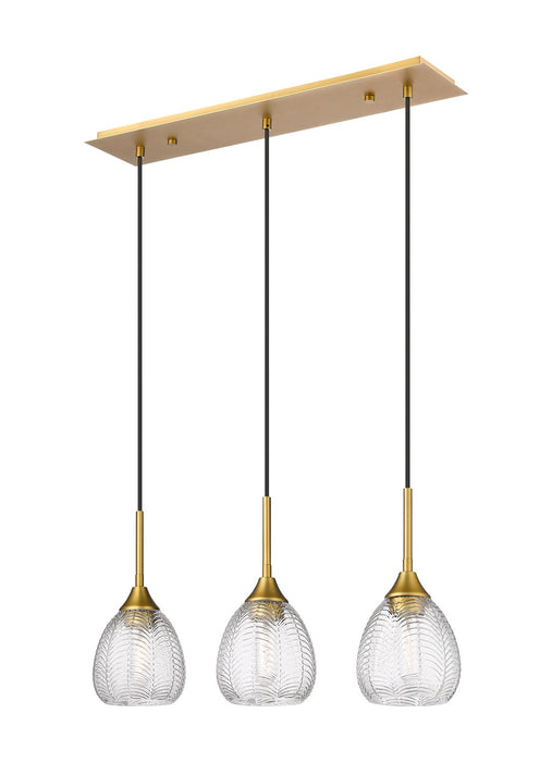 Innovations 323-3I-BB-G323-6CL Three Light Island Pendant, Brushed Brass