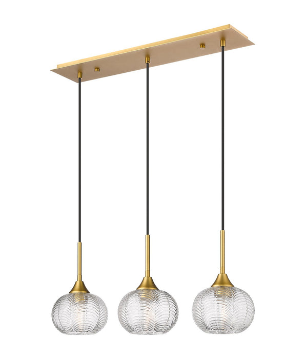 Innovations 323-3I-BB-G323-7CL Three Light Island Pendant, Brushed Brass