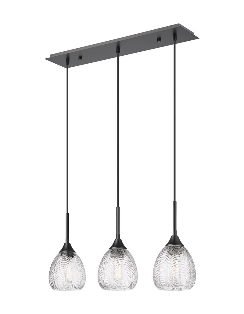 Innovations 323-3I-BK-G323-6CL Three Light Island Pendant, Matte Black