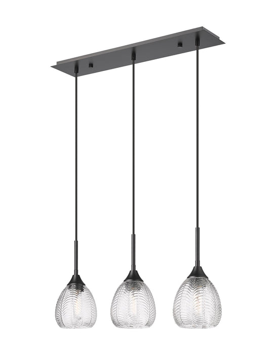 Innovations 323-3I-BK-G323-6CL Three Light Island Pendant, Matte Black