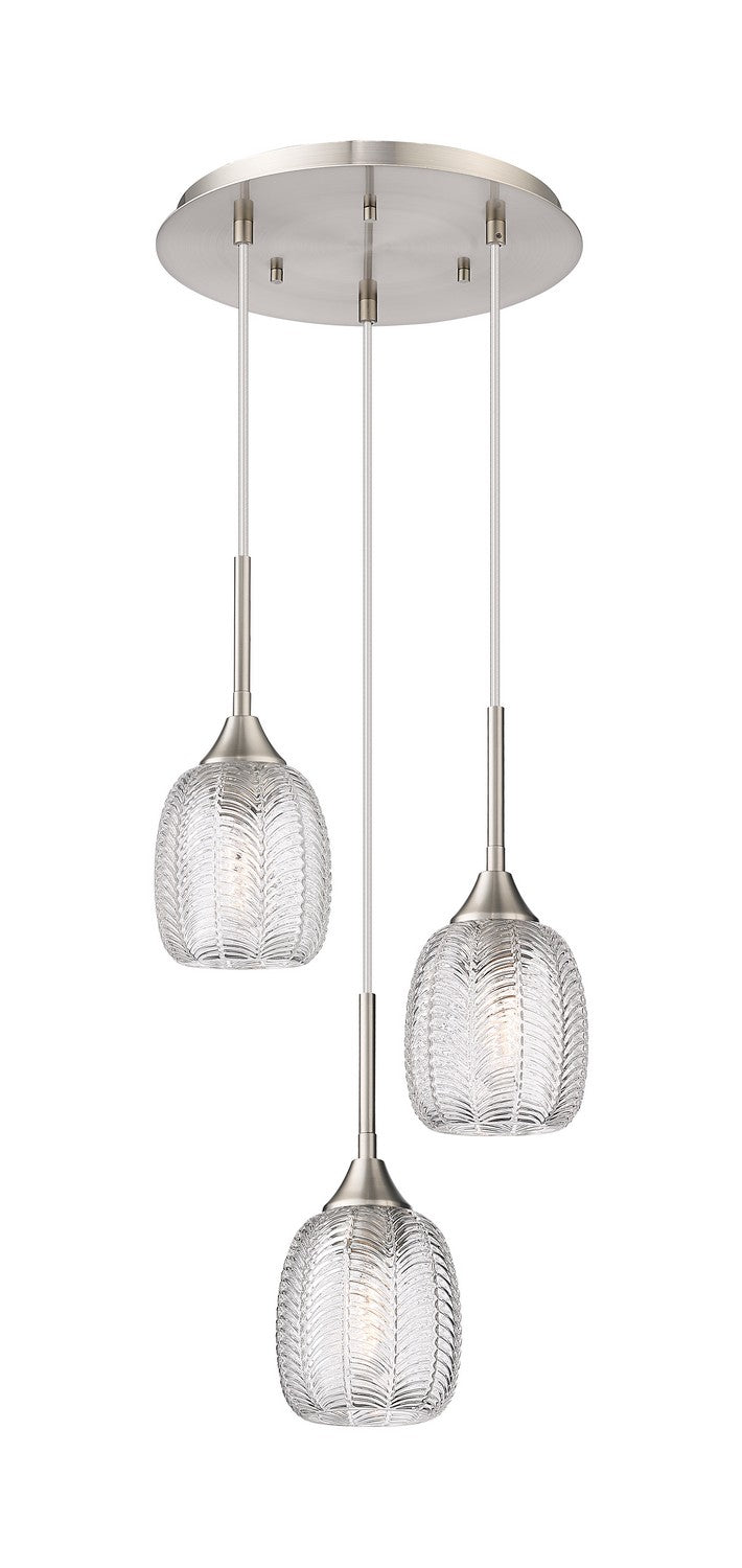 Innovations 323-3P-SN-G323-5CL Three Light Pendant, Brushed Satin Nickel