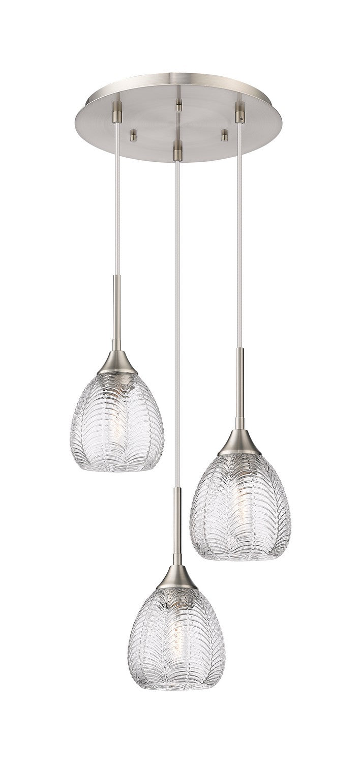 Innovations 323-3P-SN-G323-6CL Three Light Pendant, Brushed Satin Nickel