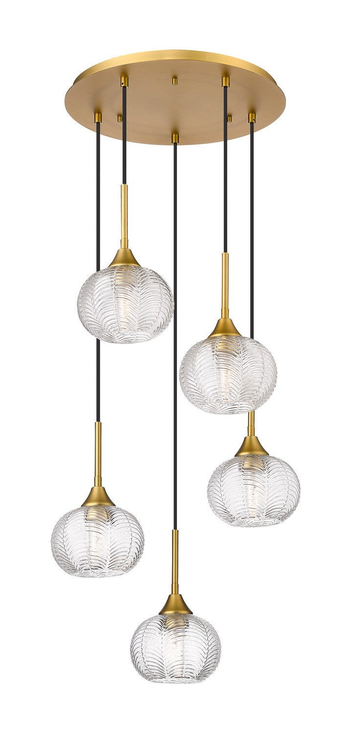 Innovations 323-5P-BB-G323-7CL Five Light Pendant, Brushed Brass