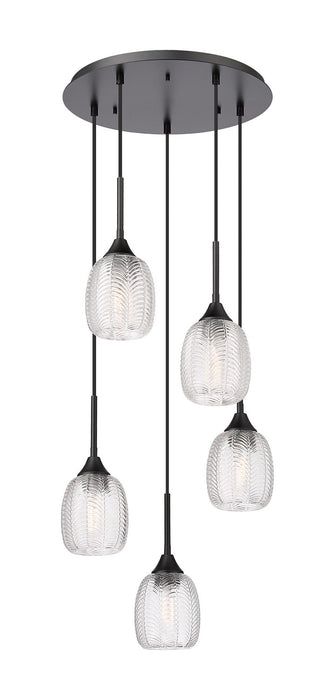 Innovations 323-5P-BK-G323-5CL Five Light Pendant, Matte Black