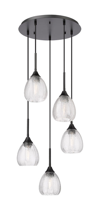 Innovations 323-5P-BK-G323-6CL Five Light Pendant, Matte Black