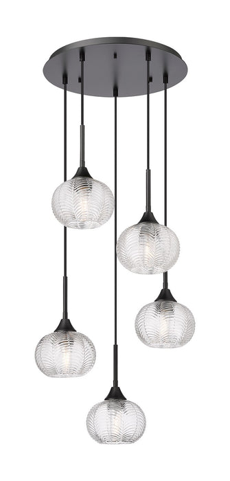Innovations 323-5P-BK-G323-7CL Five Light Pendant, Matte Black