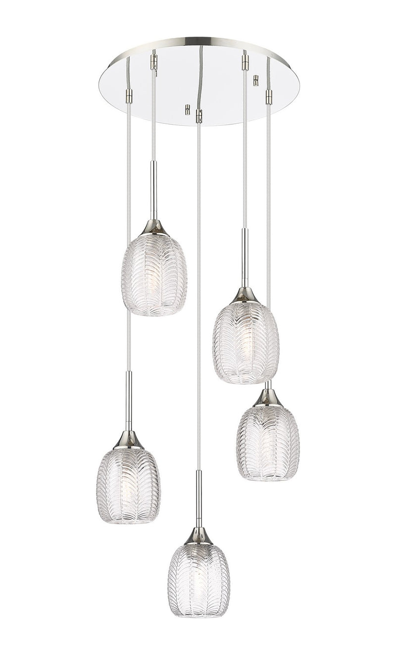 Innovations 323-5P-PN-G323-5CL Five Light Pendant, Polished Nickel