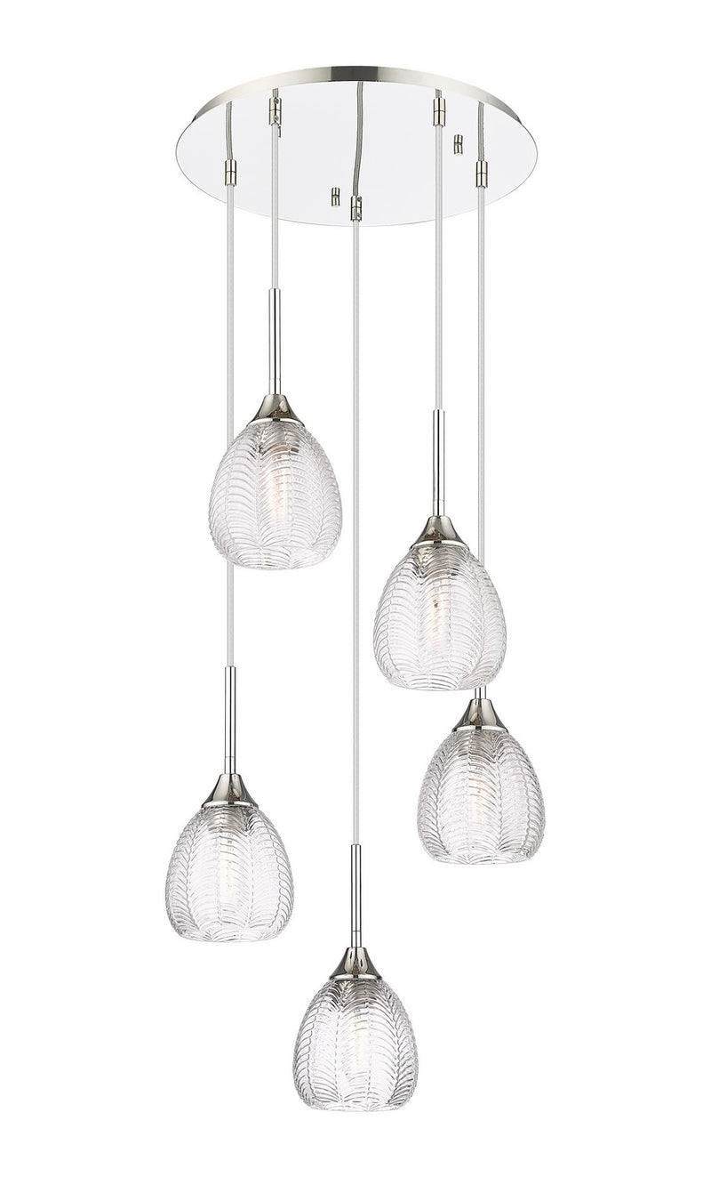 Innovations 323-5P-PN-G323-6CL Five Light Pendant, Polished Nickel
