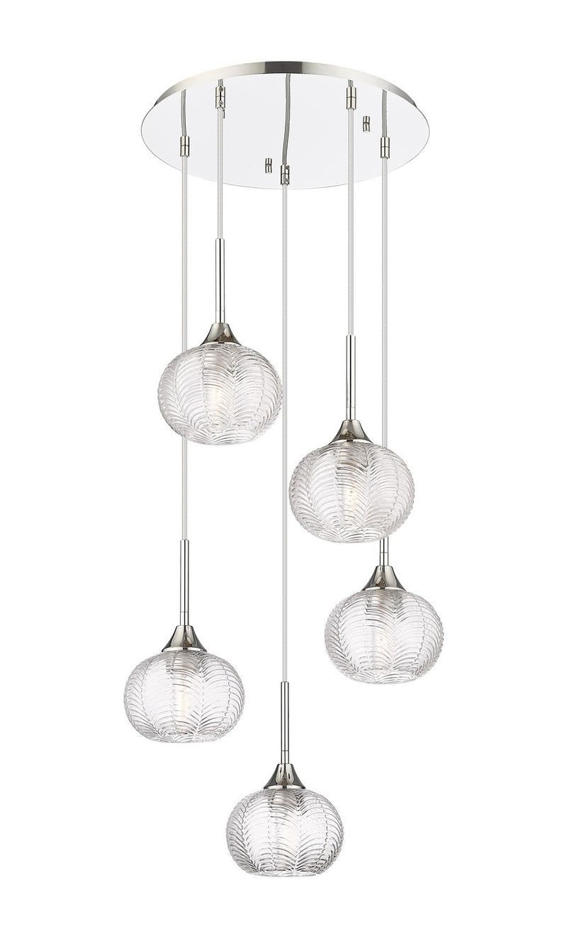 Innovations 323-5P-PN-G323-7CL Five Light Pendant, Polished Nickel