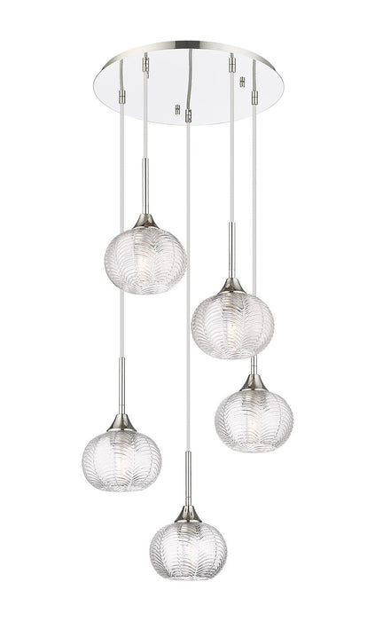 Innovations 323-5P-PN-G323-7CL Five Light Pendant, Polished Nickel