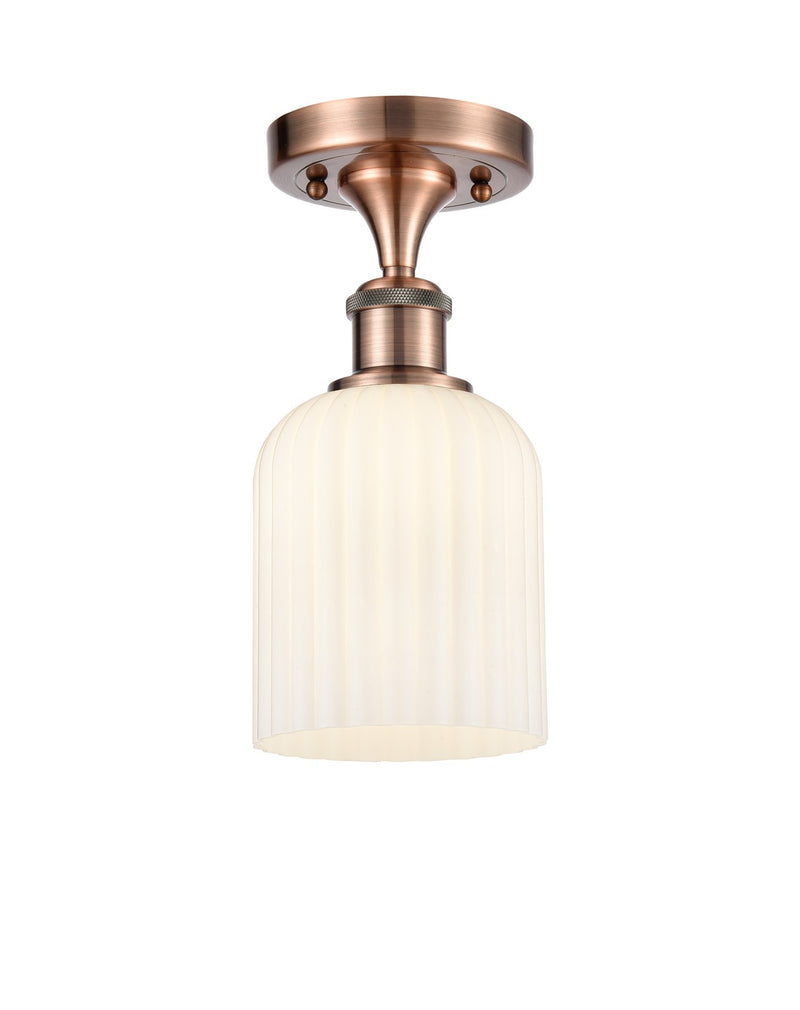 Innovations 516-1C-AC-G559-5GWH One Light Semi-Flush Mount, Antique Copper