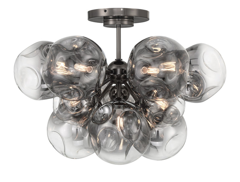 Metropolitan N5363-605 12 Light Semi Flush Mount, Gun Metal