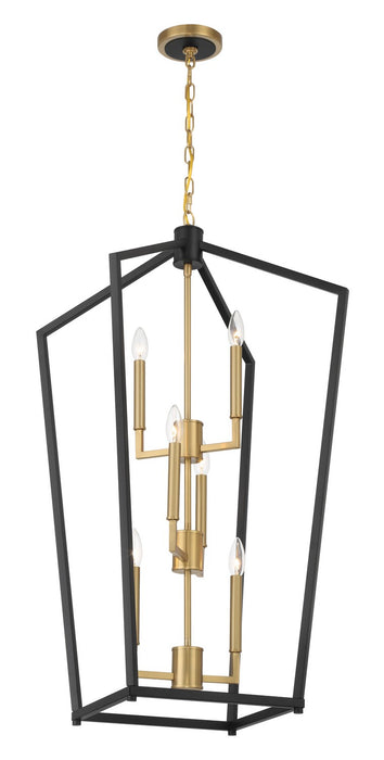 Minka-Lavery 1465-883 Six Light Pendant, Coal Black & Signature Brass