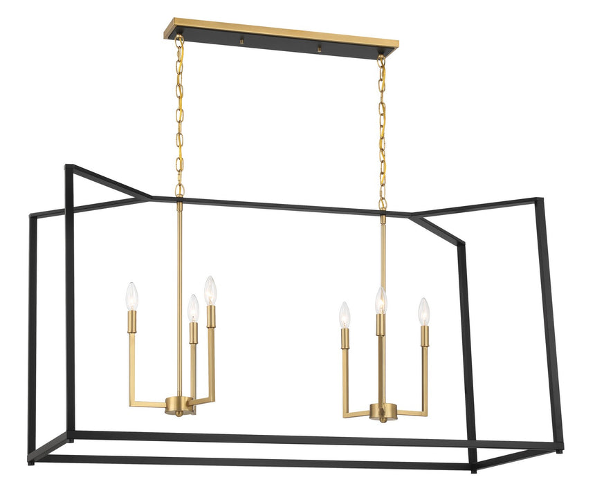 Minka-Lavery 1466-883 Six Light Island Chandelier, Coal Black & Signature Brass