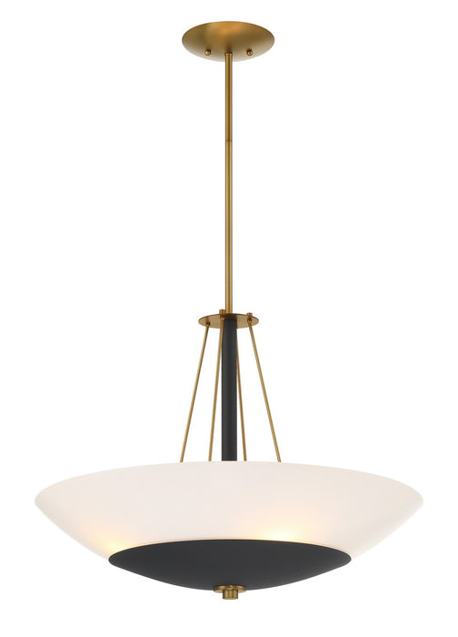 Minka-Lavery 1704-781 Four Light Pendant, Sand Coal & Soft Brass