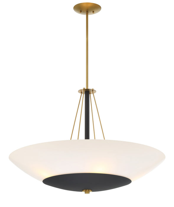 Minka-Lavery 1705-781 Five Light Pendant, Sand Coal & Soft Brass