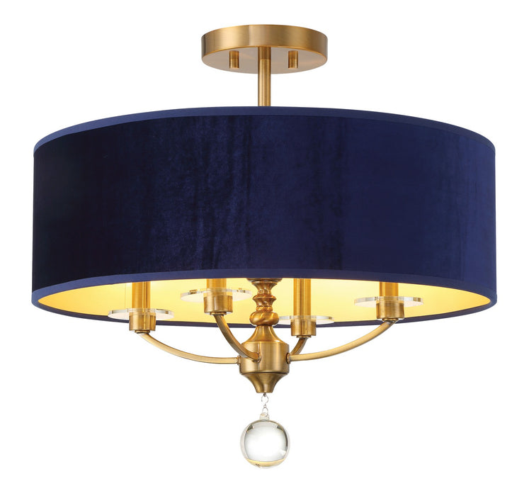 Minka-Lavery 3484-923 Four Light Semi Flush Mount, Oxidized Aged Brass
