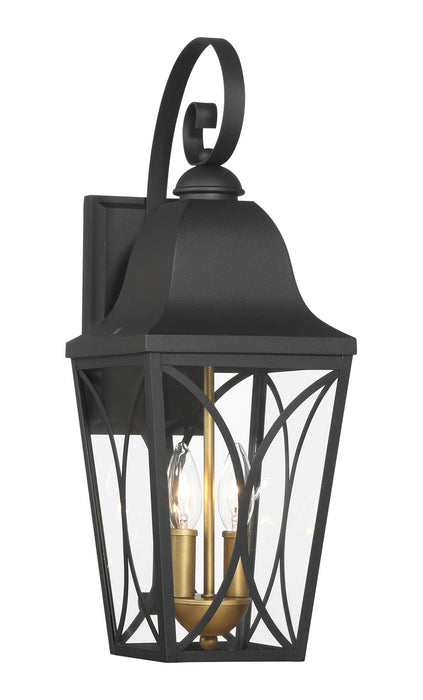 Minka-Lavery 73352-757 Two Light Outdoor Wall Mount, Sand Coal Black & Olden Brass