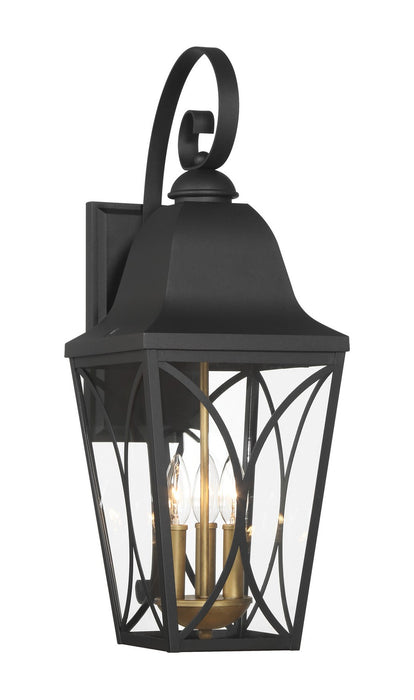 Minka-Lavery 73353-757 Three Light Outdoor Wall Mount, Sand Coal Black & Olden Brass