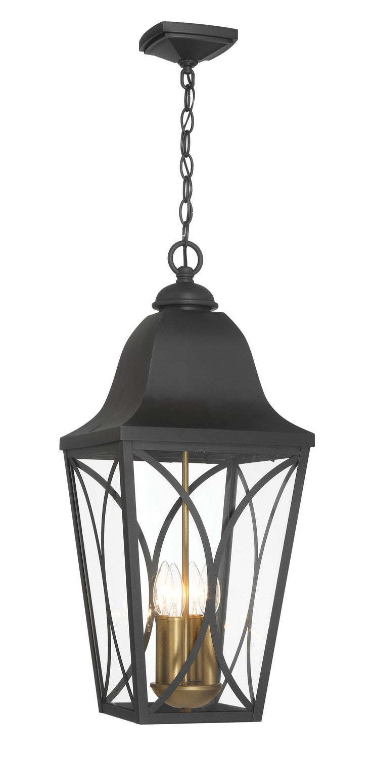 Minka-Lavery 73357-757 Four Light Outdoor Pendant, Sand Coal Black & Olden Brass
