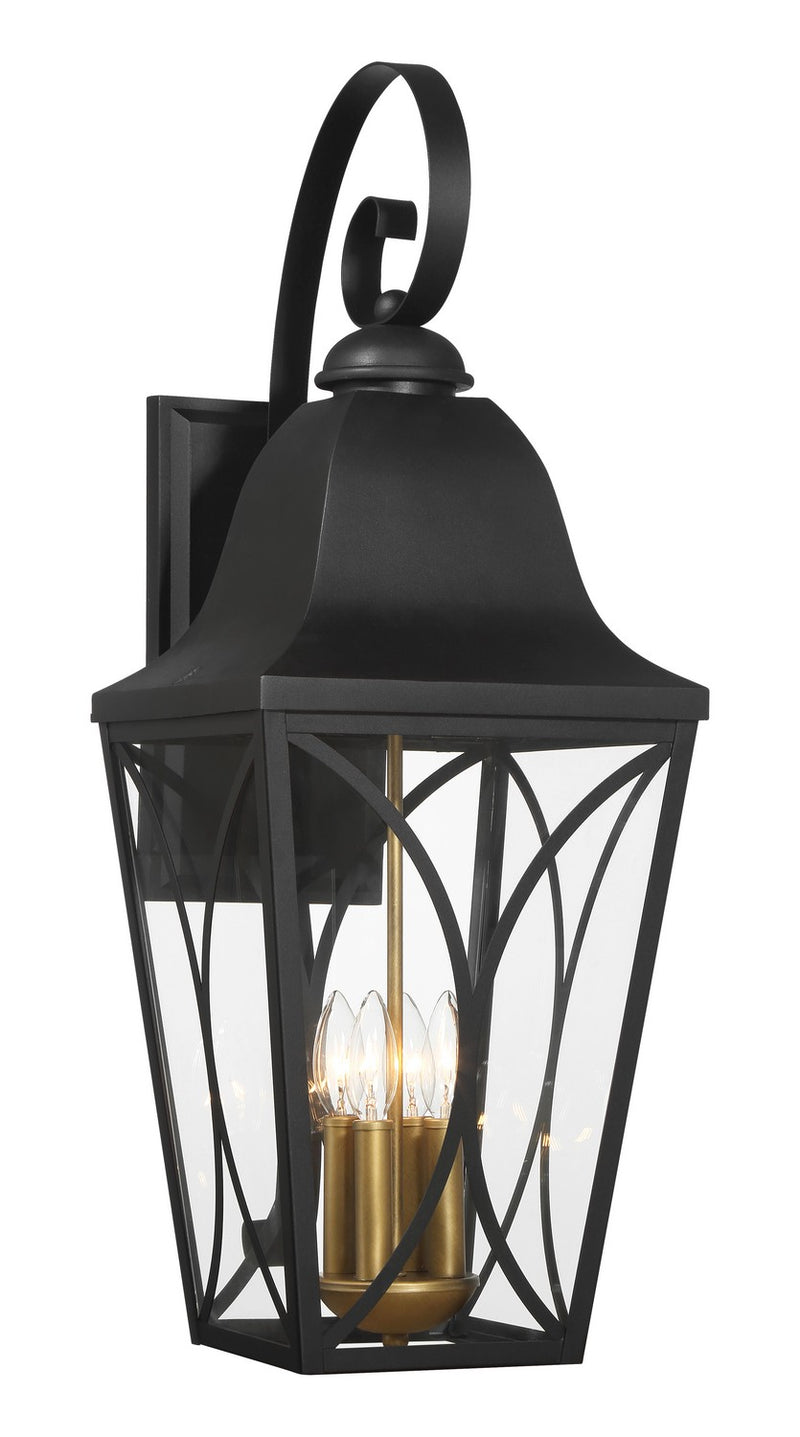 Minka-Lavery 73359-757 Four Light Outdoor Wall Mount, Sand Coal Black & Olden Brass