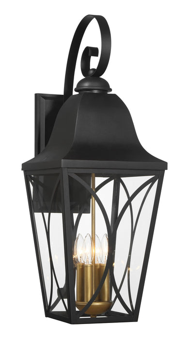 Minka-Lavery 73359-757 Four Light Outdoor Wall Mount, Sand Coal Black & Olden Brass