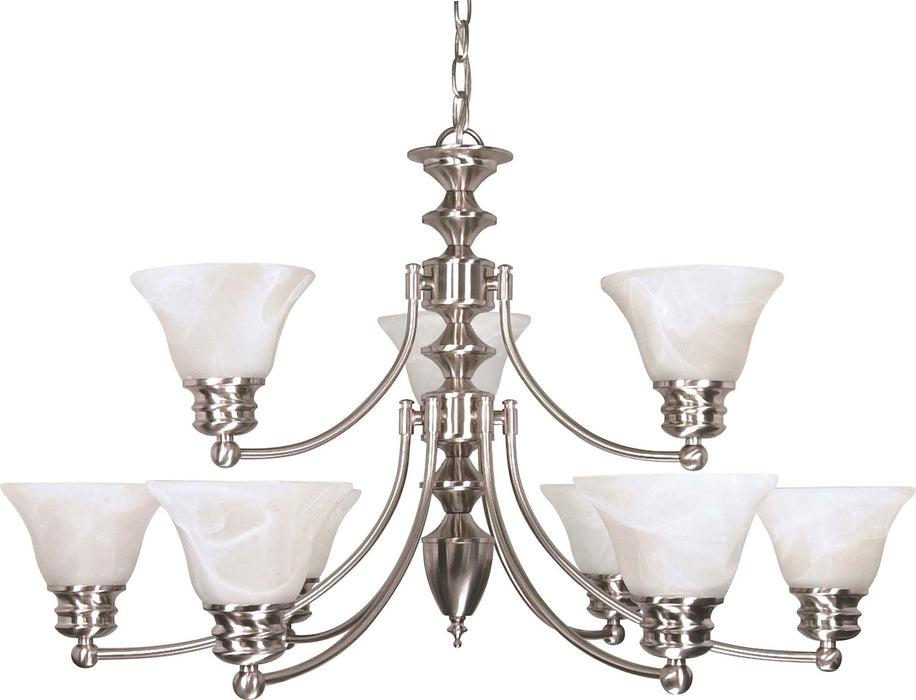 Nuvo Lighting 60-360 Nine Light Chandelier, Brushed Nickel