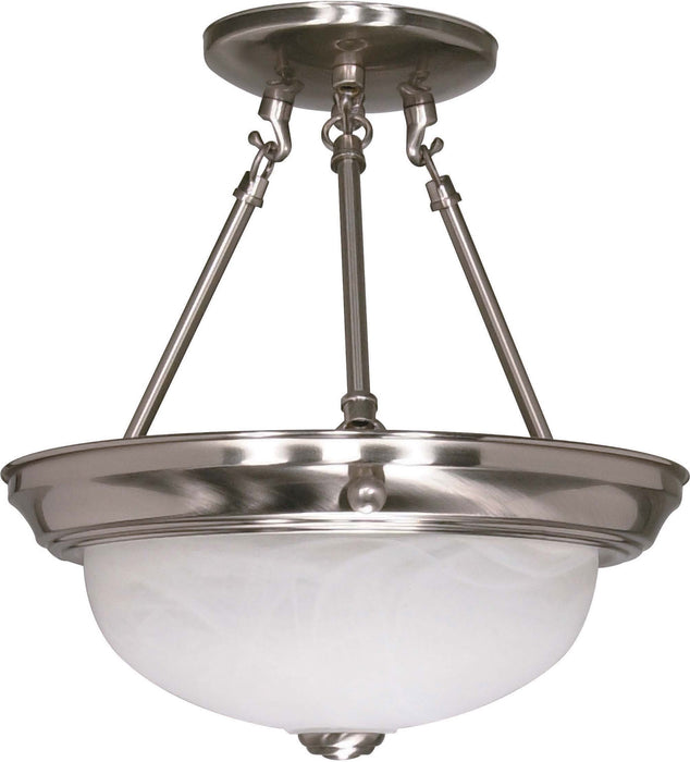 Nuvo Lighting 60-200 Two Light Semi Flush Mount, Brushed Nickel
