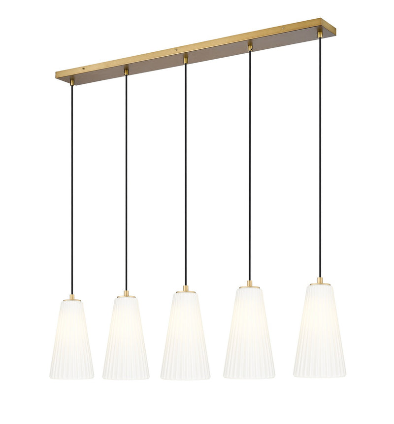 Z-Lite 3043P6-5L-MGLD Five Light Linear Chandelier, Modern Gold