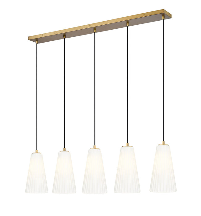 Z-Lite 3043P6-5L-MGLD Five Light Linear Chandelier, Modern Gold