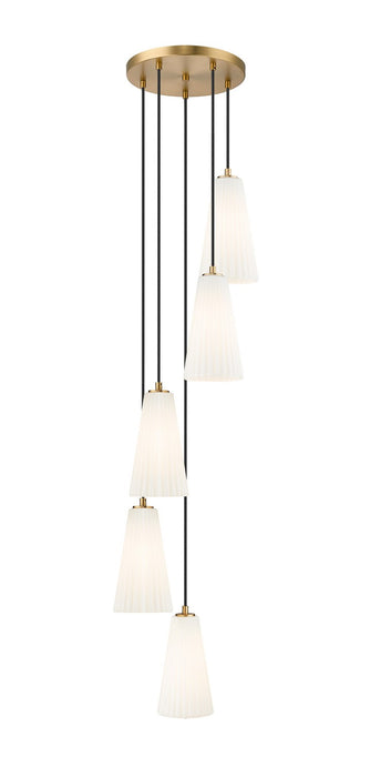 Z-Lite 3043P6-5R-MGLD Five Light Chandelier, Modern Gold