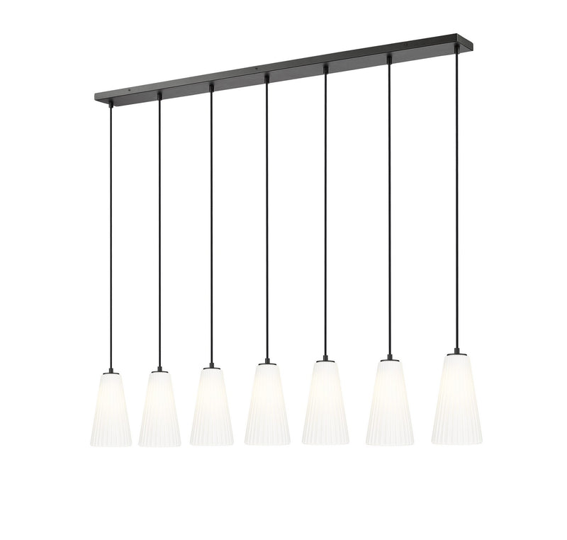Z-Lite 3043P6-7L-MB Seven Light Linear Chandelier, Matte Black