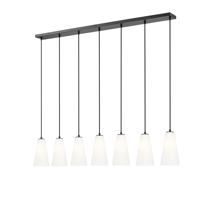 Z-Lite 3043P6-7L-MB Seven Light Linear Chandelier, Matte Black