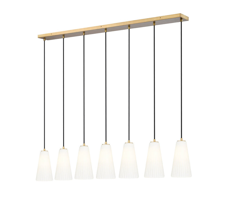 Z-Lite 3043P6-7L-MGLD Seven Light Linear Chandelier, Modern Gold