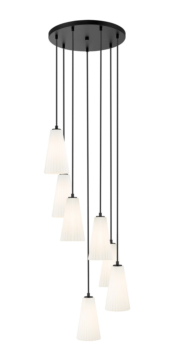 Z-Lite 3043P6-7R-MB Seven Light Chandelier, Matte Black