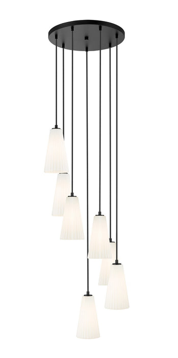 Z-Lite 3043P6-7R-MB Seven Light Chandelier, Matte Black