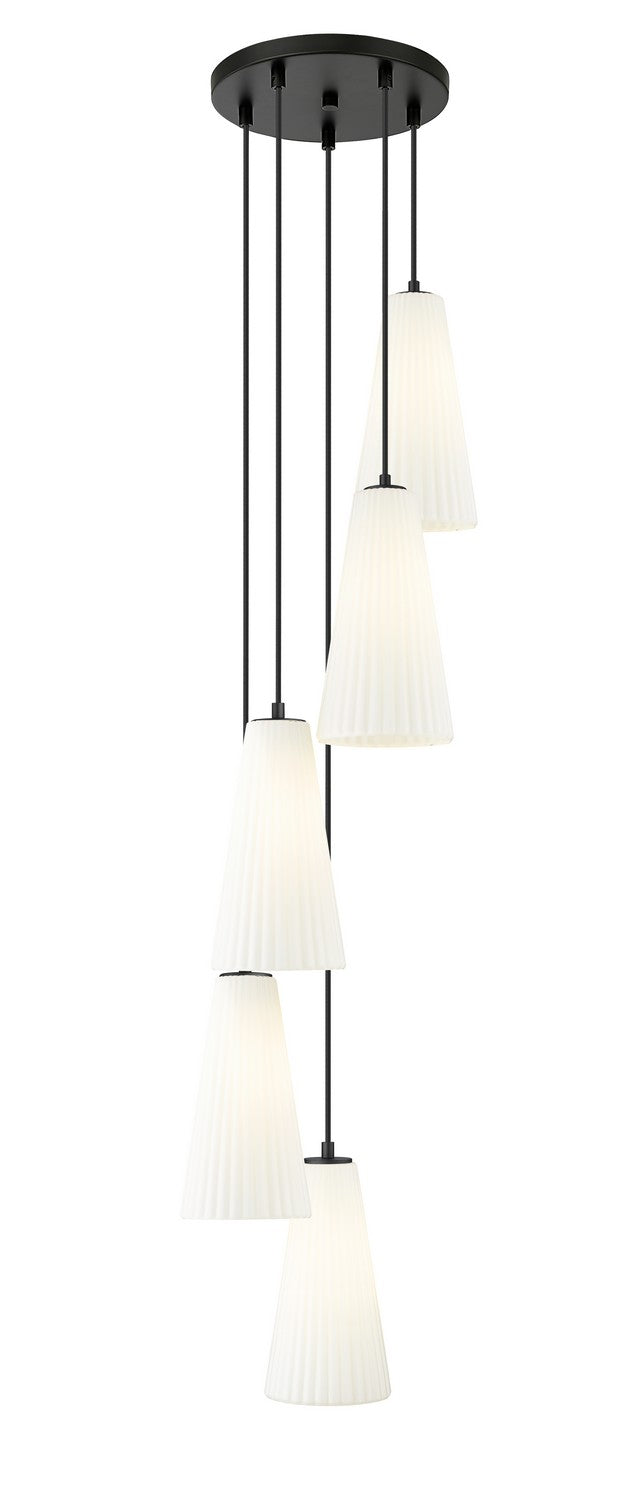Z-Lite 3043P7-5R-MB Five Light Chandelier, Matte Black