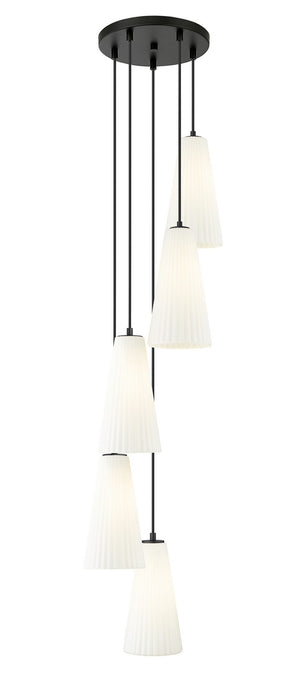 Z-Lite 3043P7-5R-MB Five Light Chandelier, Matte Black