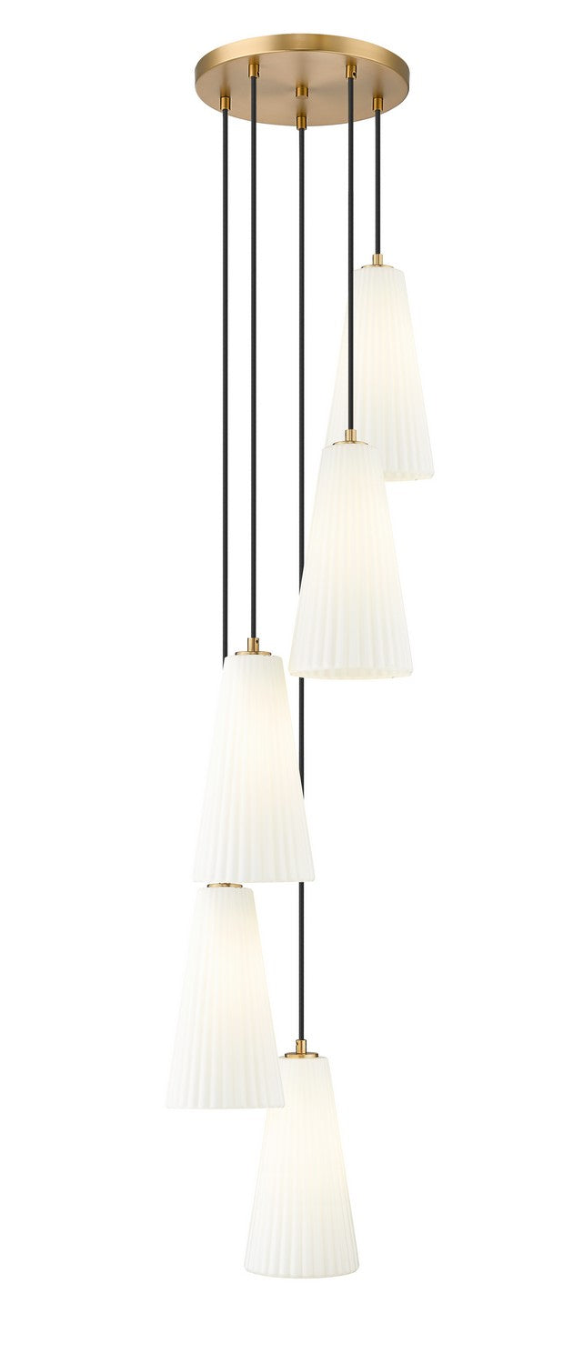 Z-Lite 3043P7-5R-MGLD Five Light Chandelier, Modern Gold