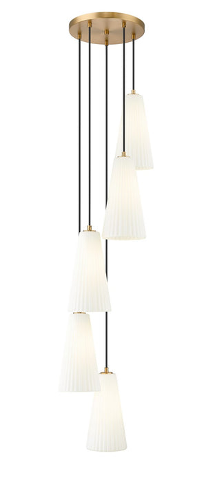 Z-Lite 3043P7-5R-MGLD Five Light Chandelier, Modern Gold
