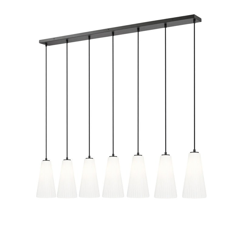 Z-Lite 3043P7-7L-MB Seven Light Linear Chandelier, Matte Black