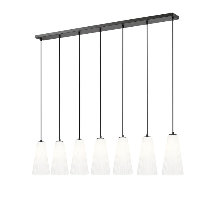 Z-Lite 3043P7-7L-MB Seven Light Linear Chandelier, Matte Black